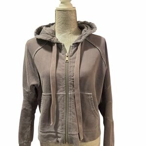 All Saints Gray Zip-Up Hoodie New Condition! Super cute with moto arm detail